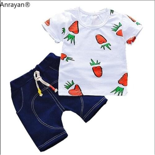 Summer Children Boys Girls Infant Cotton Clothes Carrot T Shirt Denim Shorts 2pcs/Sets Toddler Clothing Baby Tracksuits SUIT Set