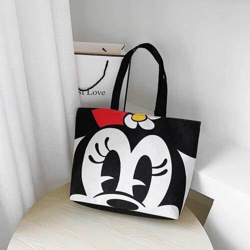 Disney Mickey canvas bag ladies shopping bag Minnie Donald Duck shoulder bag new Korean cartoon tote handbag