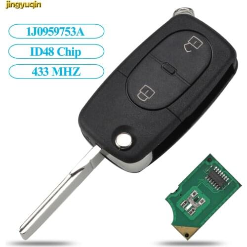 Jingyuqin Remote Folding Car Key 433MHz ID48 For VW Volkswagen Passat Golf MK4 1J0959753A Accessories 2 Buttons Flip Key Fob