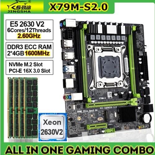 Lga 2011 X79 Motherboard Set Xeon E5 2630 V2 CPU + 16GB DDR3 RAM PC Placa Mae X79 Mother board Combo assembly kit motherboards