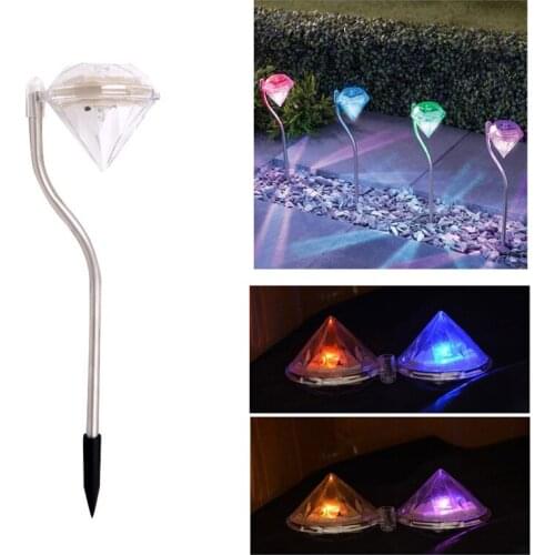 Leadleds Colorful Diamond Solar lights outdoor led silicon crystal panel garden grass lamp waterproof stainless steel material