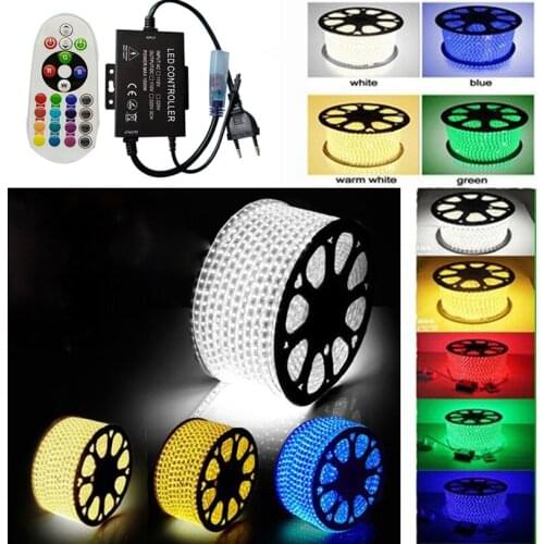 Hot Bluetooth Controller RGB LED Strip Light White RGB Color AC220V AC110V LED Strip SMD5050 60LED/m + 3Pcs Bluetooth Controller