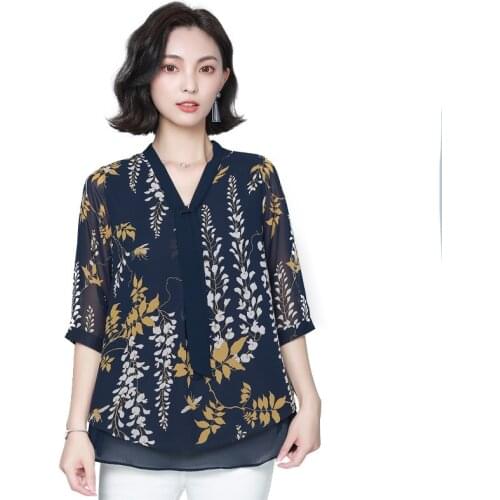 Mama Gift Cloth Summer Woman Shirt Casual Chiffon Plus Size Blouse Woman
