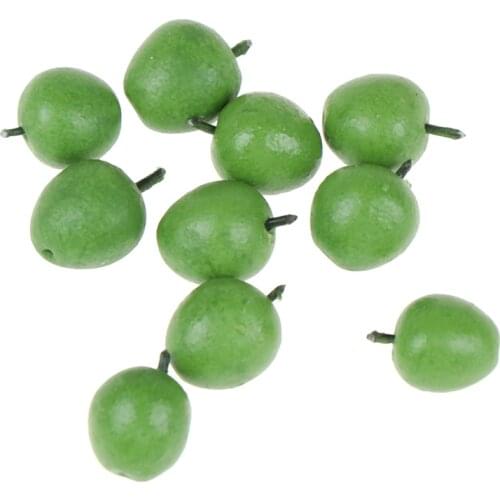 10Pcs 1/12 Doll House Miniature Accessories Resin Green Apple / Red Strawberry Simulation Fruit Model Toy Doll House Decoration