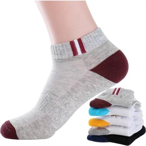 5 Pairs / lot Socks Mens Pure Cotton Short Tube Summer Thin Breathable Sports Socks All Cotton