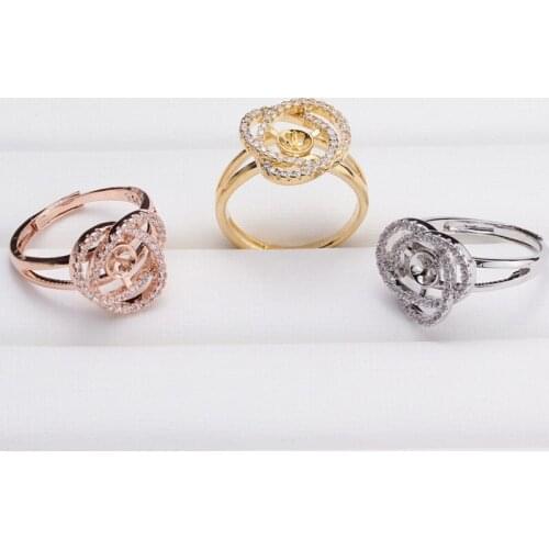 NEW ARRIVAL Ring Mountings Base Findings Adjustable Ring Jewelry Set Parts Fittings for Akoya Edison Pearls Jade Coral Beads