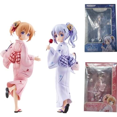 Original Plum Is The Order A Rabbit? Anime Model Kafuu Chino Hoto Kokoa Summer Festival Bathrobe Collection Action Figure Toys