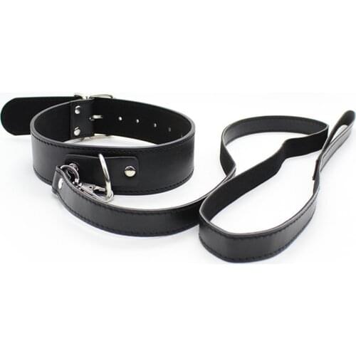 New Womens Man Sexy Alternative Fetish slave PU Leather Collar Traction Rope Bondage Necklace Neckband Sexy Toys For Couple