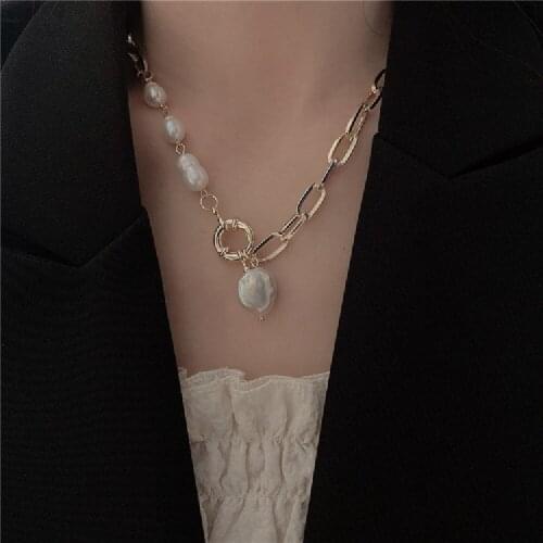 Natural Baroque Pearl Necklace Female Copper Gold-plated Niche Design Sense Light Luxury 2021 New Trendy Long Necklace