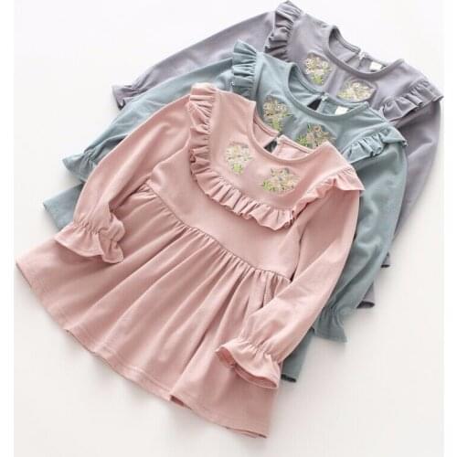 Girl Dress 2019 New Baby Girl Flowers Embroidery Cute Dress Kids Dresses for Girls Toddler Girl Princess Shirt Dress 2 3 4 Years