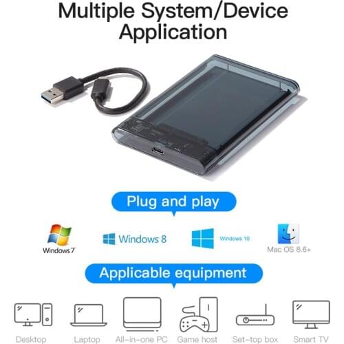 USB 3.1 Type-C Mobile Hard Drive Disk Box 8TB Transparent 2.5 inch SATA HDD SSD External Enclosure Case for Laptop PC Computer