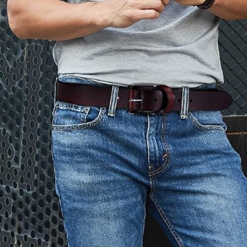 Mens Western Cowboy Leather Belts For Jeans Casual Vintage Business Male Belt With Hole Pin Buckle Waiststrap Ceinture Homme