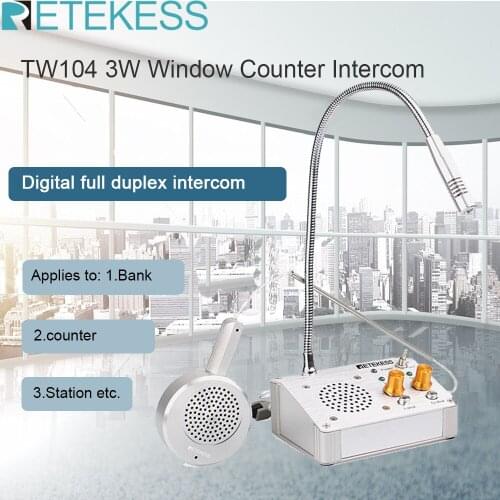RETEKESS TW104 3W Digital Full Duplex Window Counter Intercom Interphone Window Speaker For Restaurant Bank Station Pharmacy