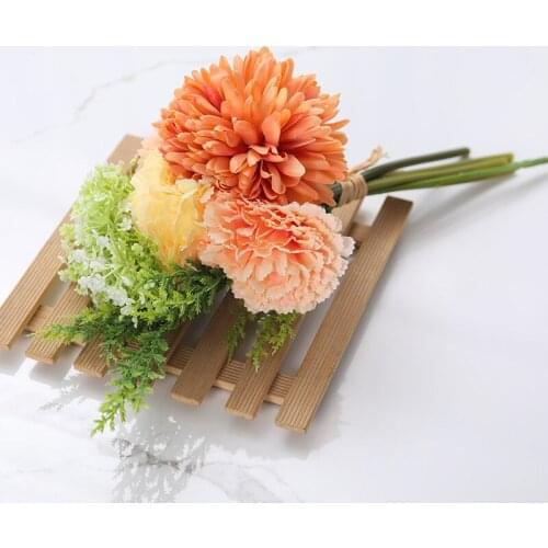 Pink Silk Rose Artificial Flower Peony Bridal Bouquet Wedding Home DIY Decoration Cheap Fake Flower Hydrangea Crafts