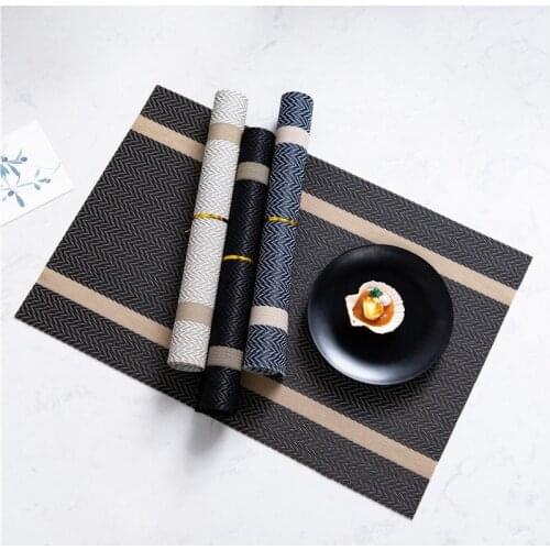 30x45cm Waterproof Placemat Oil anti-skid Insulation High Temperature Stripe Mat Dishware Placem For Kitchen