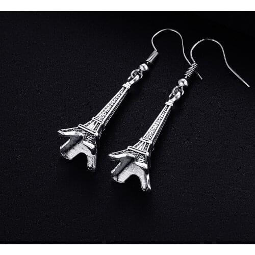 Trendy Vintage Tower Shape Dangle Earrings for Women Girl Retro Drop Earrings Cute Small Object Earring Jewelry Bijoux