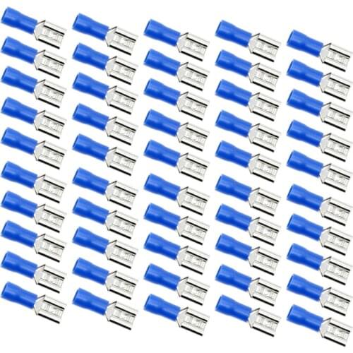 Dolity 50 Pieces 16-14AWG Electrical Cable Female Semi Insulated Spade Connectors