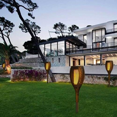 Solar led Flame Underground Lamps fire effect Lawn Lamps Torch Light Realistic Flicker IP65 Outdoor Decor night lighting