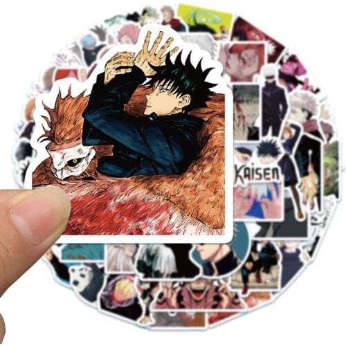 Stickers 50pcs /set Anime Jujutsu Kaisen Sticker For Computer Guitar Refrigerator Suitcase Sticker DIY Scrawl Inumaki Toge Gojou
