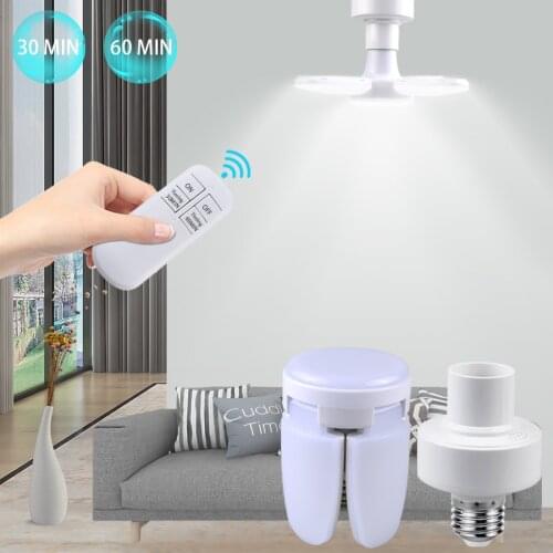 Led E27 Bulbs For home With Smart Socket Remote 220V LED Lamp Foldable Fan Blade Angle Adjustable For Living Room Lighting