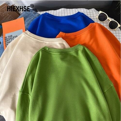 Solid Color Printed Hoodie Sweatshirt O-Neck Breathable Long-Sleeved Harajuku Brand Spring Autumn Hoodies Sweatshirts Oversize