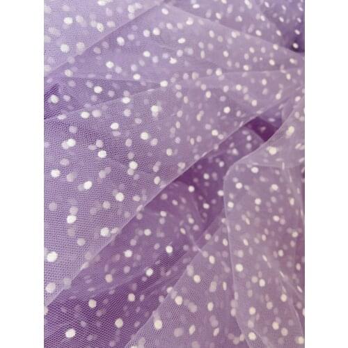 Light Purple Polka Dots Tulle Lace Fabric For Tutu Dress Bridal Veil