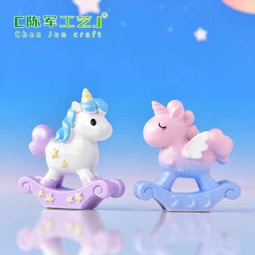 Candy Color Resin Unicorn Ornament Micro Landscape Decoration Mini Unicorn Crafts Miniatures Figurines For Home Decor