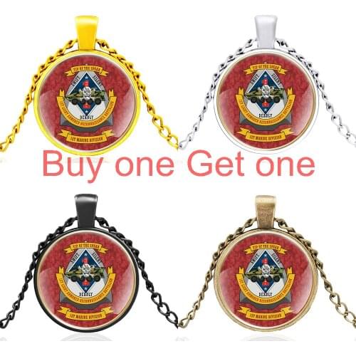 Usmc 4th Light Armored Reconnaissance Battalion Black Glass Dome Pendant Necklace Men Women Jewelry Accessories Gifts