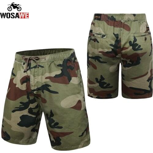 WOSAWE Summer Motorcycle Cargo Shorts Men Loose Camouflage Straight Sports Casual Five-point Pants For Sports Running Hiking