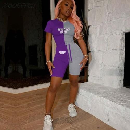 ZOOEFFBB Aesthetic Letter Two Piece Outfits for Women Clothes Tshirt and Shorts 2021 New Trend Summer Sweat Suit Matching Sets