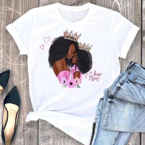 Women Clothes Mom Mother Daughter Sweet 2021 Cartoon Fashion Short Sleeve Summer Print Tshirt Female Tee Top Graphic T-shirt