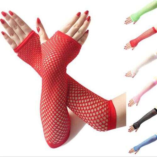 1 Pair Women Arm Cuff Neon Fishnet Beautiful Sun Protection Arm Warmer Breathable Cycling Gloves Driving Party Wear Sleeves