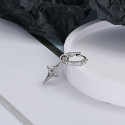 VENTFILLE 925 Sterling Silver Cross Star Earrings Fashion Ladies Net Red Frosted Planet Three-Dimensional Diamond Earrings