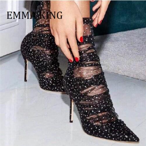 Women High Heels Mesh Pumps Sexy Pointed Toe Stilettos Female Wedding Pumps Ladies Sexy Party Wedding Shoes Comfort Casual Shoes