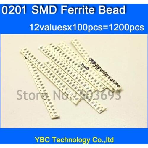 0201 SMD Ferrite Bead Pack TDK Series 12valuesX100pcs=1200pcs 10R~1000R Assorted Kit