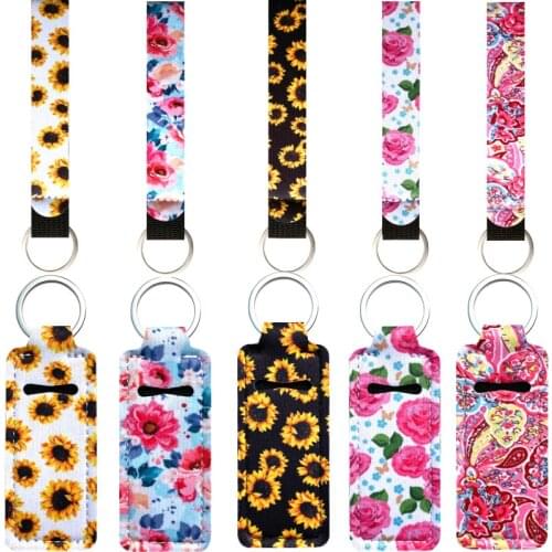 1set=2pcs Creative Keychain Neoprene Chapstick Holders Lipstick Cases Cover Portable Balm Holders Keyring Party Gifts
