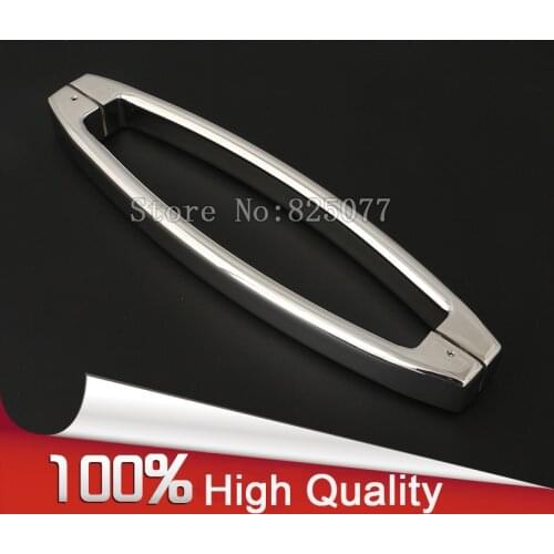 1PCS Oval Shape 304 Stainless Steel Polish Chrome Shower Door Moon Handle Bathroom Glass Door Handle CC 300/400mm JF1205