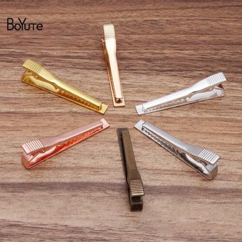 BoYuTe 10Pcs 55*5MM Plain Tie Clip Classic Style 6 Colors Plated Mens Tie Clip