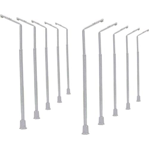 10pcs Model Train OO HO Scale 1:87 Lamp Street Light Metal Bright White LEDs 7.2cm T90