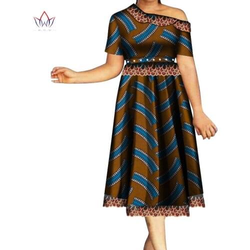 2021 African Traditional Clothing for Women Cotton Fabric Pachwrok Women Dress Dashiki Plus Size Sexy Party Dress WY436