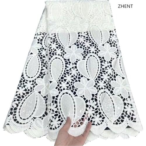 2021 Latest African Guipure Cord Lace Fabric Pure White Nigerian Net Water Soluble Cord Lace For Wedding Party JY-125