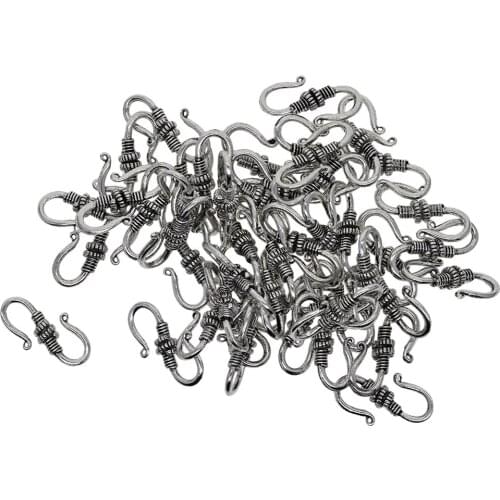 30pcs Tibetan Silver Alloy Metal S Hook Clasps Necklace Bracelet Connector