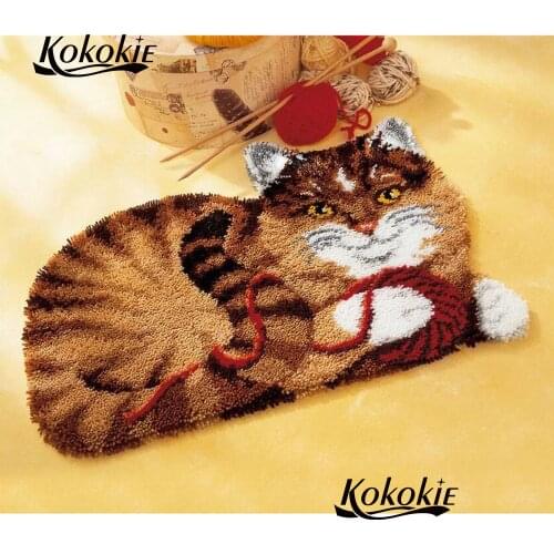 Cats cartoon 3d tapijt latch hook kits rug printed canvas needle for carpet embroidery handwerken knooppakket diy home decor