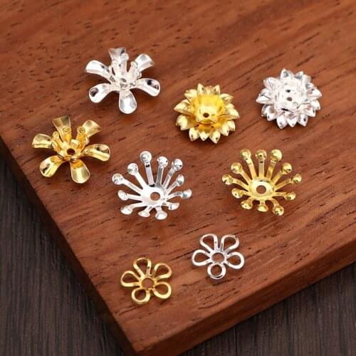 5-50pcs 9-13mm Flower Filigree Beads Caps for Jewelry Making Bracelet Necklace Diy End Spacer Beads Accessories