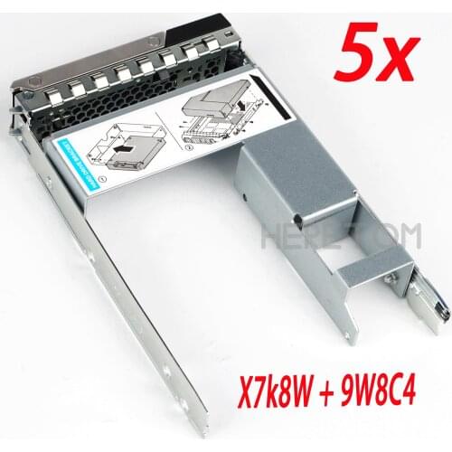 5PCS Express Free Shipping 2.5" Adapter Tray X7k8W + 9W8C4 3.5" HDD Tray Caddy 09W8C4 For Dell R730 R720 R530 T630 0X7k8W