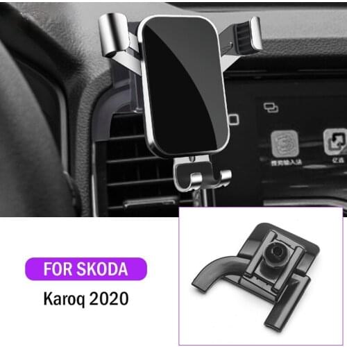 Car Mobile Phone Holder Clip For Skoda Karoq 2020 Air Vent Mounts GPS Support Stand Gravity Navigation Bracket Car Accessories