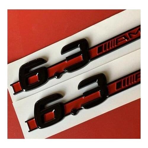 Gloss Black&Red fit for 6.3 AMG Fender Emblems Emblem 6.3AMG Badge for AMG