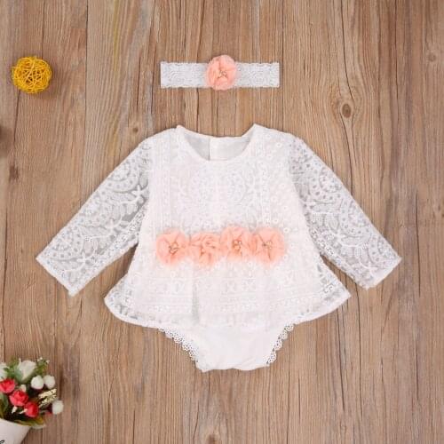 Newborn Baby Girls One-piece Bodysuit Princess Style Cut-out Ruffled Lace Clothing Lovely One Piece for 0-24M Baby Girls Autumn