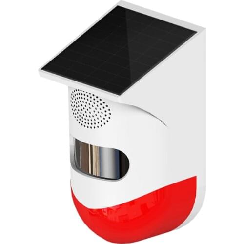 RF433 PIR Motion Sensor Alarm Solar Power Remote Control Security Sound Detector Alert Smart Home Security System Alarm Siren