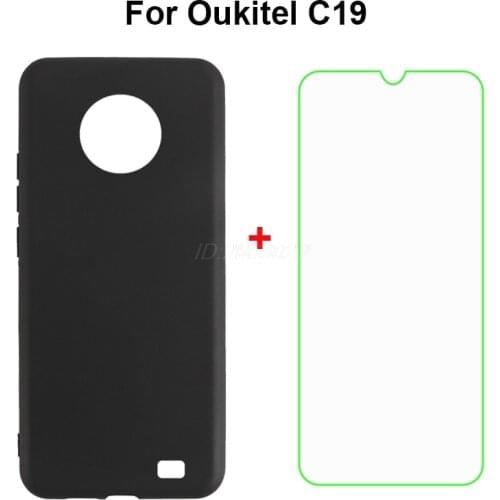 For Oukitel C19 Case Soft Black TPU Case For Oukitel C19 Pro Couqe Funda For Oukitel C18 Pro Back Cover with Temepred Glass Film